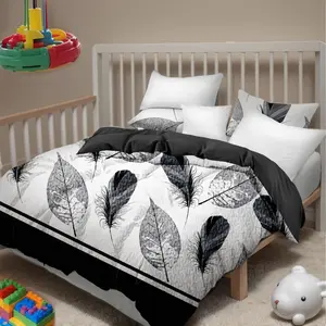 Comfortable Super Soft 9 Piece Luxury Microfiber Bedding Set with Bedspread Curtain and Pillowcase in Black and White Design for Home Farmhouse Bedroom Living Room Dorm Decor with Gift Bag Christmas