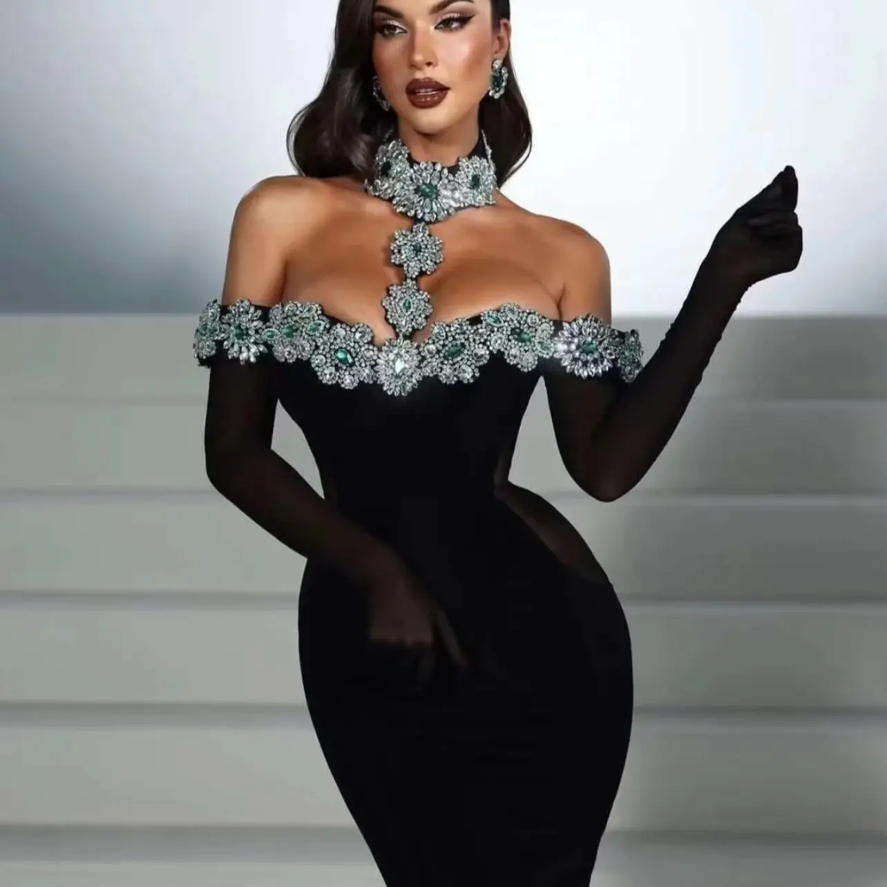 black glitter hoco dresses Black One Shoulder Glitter Sheath Homecoming Dress main image 1