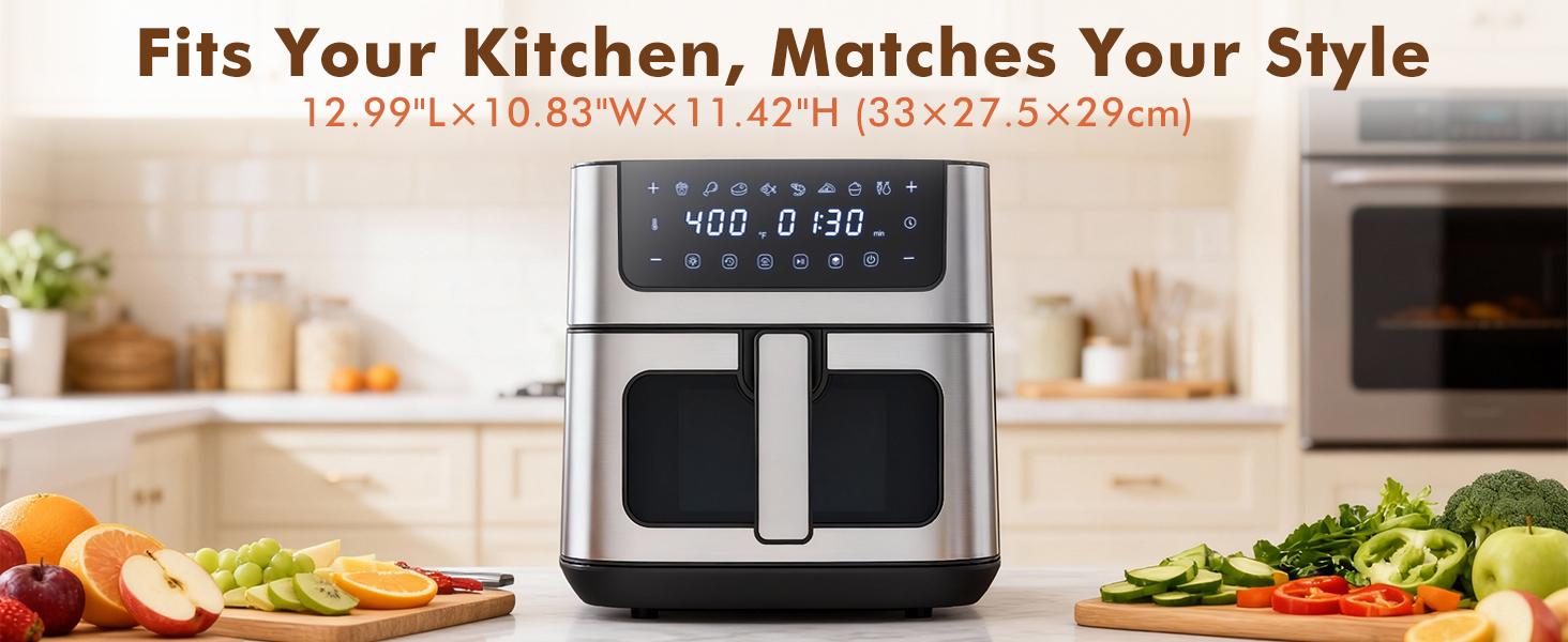 Sweetcrispy 6.34QT Air Fryer with Window 8 Food Presets 400°F Max Heat 90-Min Timer Nonstick Dishwasher-Safe Basket for Air Fry Roast Reheat Bake Stainless Steel Sweetcrispy 6.34QT Air Fryer with Window 8 Food Presets 400°F Max Heat 90-Min Timer Nonstick Dishwasher-Safe Basket for Air Fry Roast Reheat Bake Stainless Steel