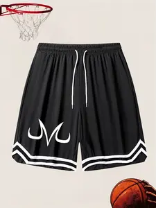 Men's Summer Casual Gym Shorts, Printed Pattern Design, Fitted Basketball Shorts, All Seasons Wear, Letter Style, Lightweight Shorts