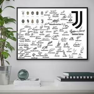 Signatures Juventus High quality graphic print collection of Piero bianconeri autographs, Forza Juve, legends, All Time gift idea Poster (PRODUCT DOES NOT INCLUDE FRAME)