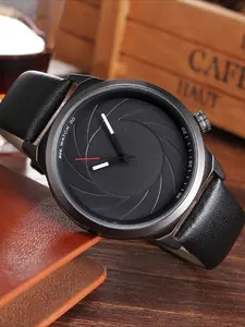Creative Camera Lens Design Leather Strap Men's Business Casual Analog Quartz Wristwatch Men Stylish Watch Business Fashion Watch
