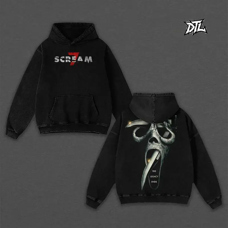 The Legacy Ends Ghostface Shirt Scream 7 Horror Movie Graphic Hoodie Vintage Washed Tee Retro 90s Slasher Film Merch Streetwear Aesthetic Unisex Spooky Season Gothic Alt Clothing Gift Top