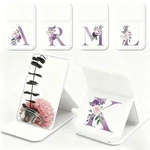 Portable Foldable Makeup Mirror, Adjustable Mini Mirror, Foldable Mirror for Dormitory & Office, Travel Hand Mirrors, Makeup Tools for Women & Girls, Travel Makeup Mirror, Portable Pocket-Sized Vanity Accessory with Floral Initial Design (A-Z)