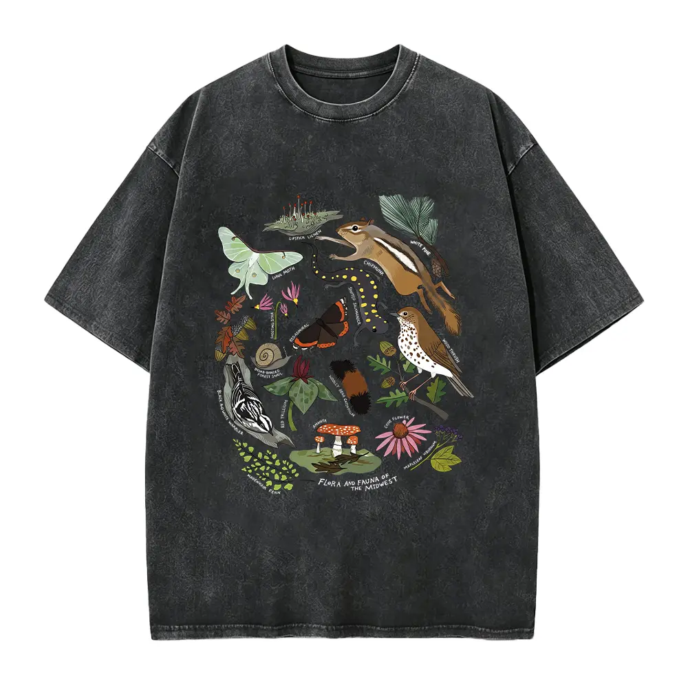 Nature Field Guide Shirt, Woodland Tshirt, Flora & Fauna Tshirt, Cottagecore Botanical Tee