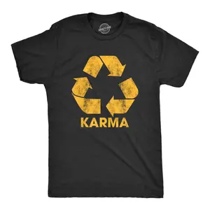 Mens Karma Recycler T Shirt Funny Motivational Positivity Universe Graphic Novelty Tee Mens Funny T Shirts Cool Vintage Fashion T-Shirt Gift Classic Menswear Funny Motivational Short Sleeve Novelty Tees for Black