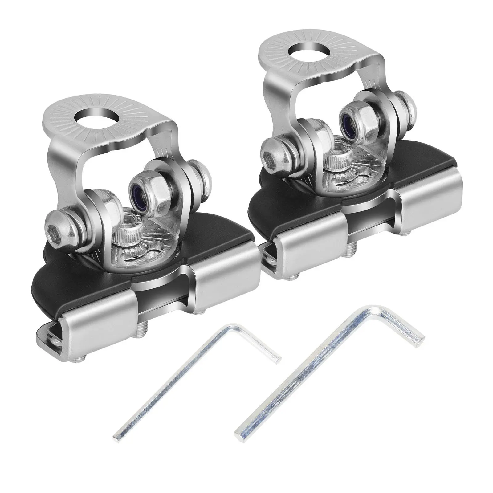 ANGU-OFFROAD 2PCS Universal Adjustable 8mm Stainless Steel Clamp-On LED Light Bar Mounting Brackets - No-Drill Pillar Hood Holders, Rubber-Equipped Vehicle Motorcycle Accessory for Driving/Fog Lights with Secure Hold, Driving Lights