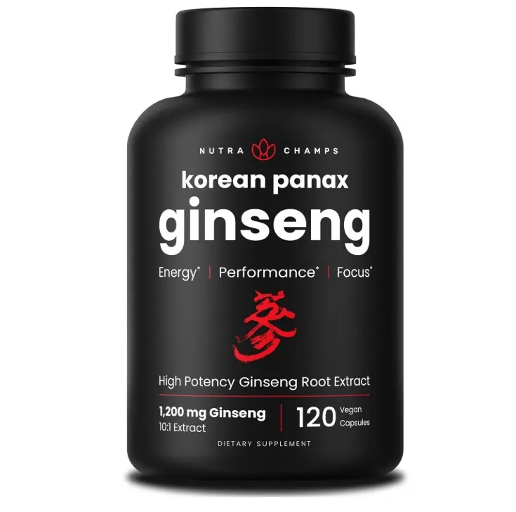 Korean Red Panax Ginseng Capsules | Extra Strength Ginsenosides for Energy, Focus, Performance, Vitality & Immune Support | Korean Ginseng Root Extract for Men (120)