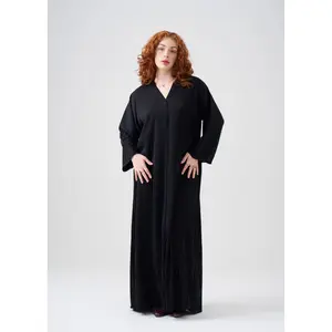 Straight-fit Black Abaya | Beaded Design | Hijab Included