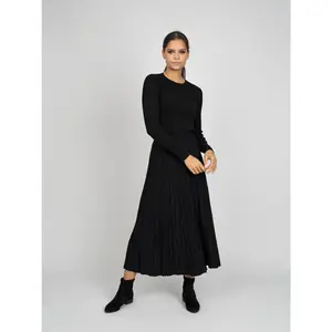 MIXED RIBBED SWEATER-BLACK