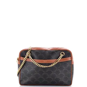 Pre-owned Celine Canvas Coated Shoulder Bags Patapans Bag Triomphe Coated Canvas Small by Rebag