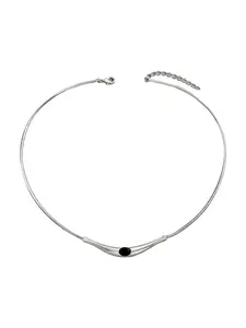 Unique Crescent Moon Design Necklace with Agate Stone, Long Clavicle Chain, Stylish and Elegant Jewelry for Women, Minimalist Necklaces