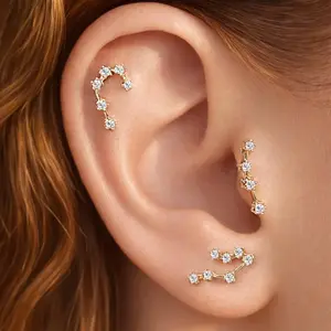 Flat Back Titanium Celetial Zodiac Cartilage Earring Studs/Constellation Stud/Horoscope Earrings/Conch Studs/Helix Studs/Birthday Gift