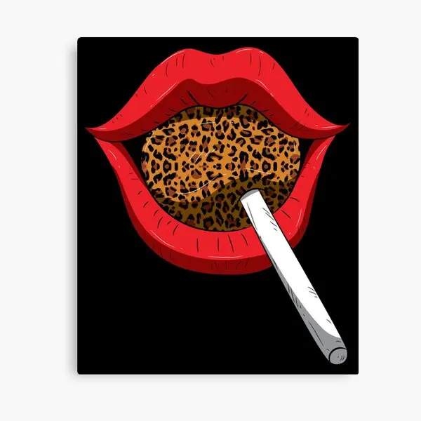 Lollipop Animal Print Lips Shirt Cheetah Lolly Red Kiss Lip Canvas Print