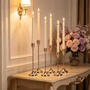 Elegant Silver Metal Candle Holders 6Pcs, Modern Centerpiece Decor for All Festivals & Occasions