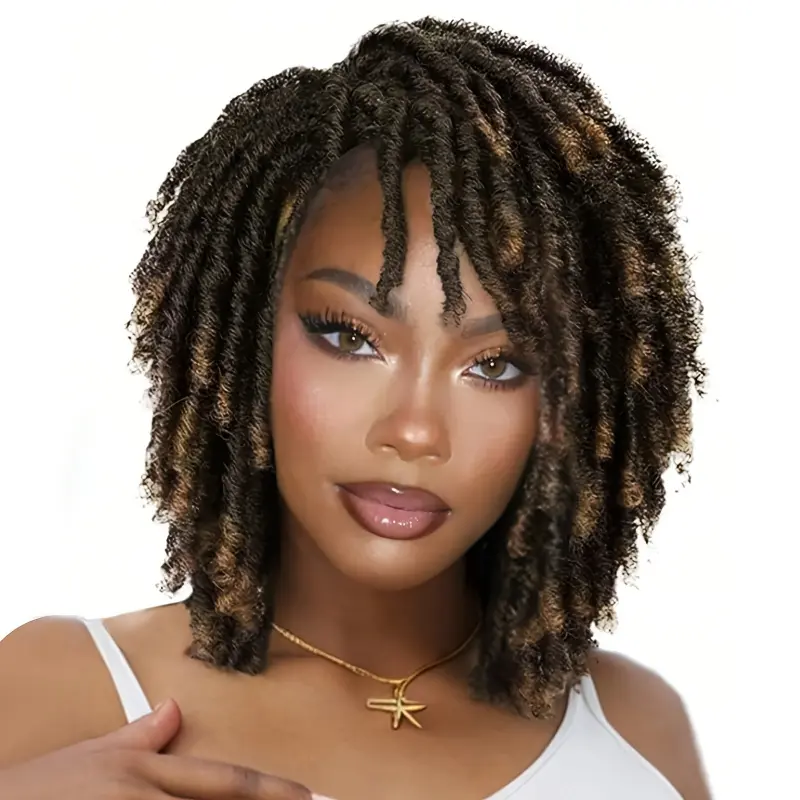 Dreadlock Wig Short Twist Wigs For Women Afro BlacCurly Synthetic Wig Faux Locs Braided Crochet Synthetic Hair Wig For Women