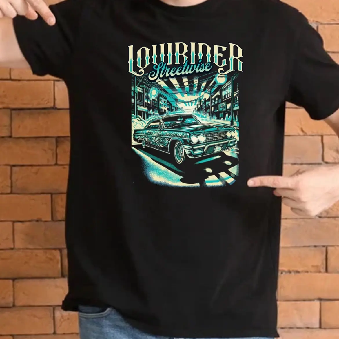 Men's Lowrider Streetwise T-Shirt - Top Quality Tee - Menswear Streetwear Round Neck Shortsleeve