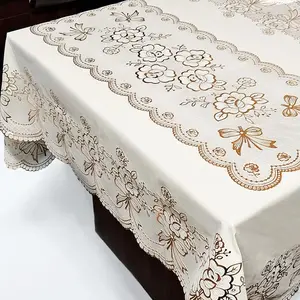 Floral Pattern Tablecloth, 1 Count Rectangular Table Mat, Waterproof & Oil-proof Tablecloth, Decorative Tablecloth for Home Kitchen Dining Room, Picnic Table Cover