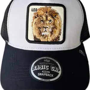 Black and White Lion-Print Leo Baseball Cap