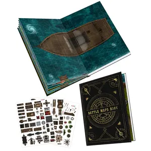 CZYY DND Battle Map Book – 32 Reusable Dry/Wet Erase Mats with 100+ Scenery Decals, 1" Grid & Lay-Flat Binding - Portable RPG Terrain Kit for Campaigns, Game Night & Miniature Battles