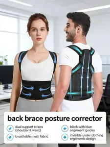 Unisex Adjustable Back Support Brace, Lightweight Posture Support Strap, Breathable Back Support for Spine Comfort, Long Time Wear & Daily Life