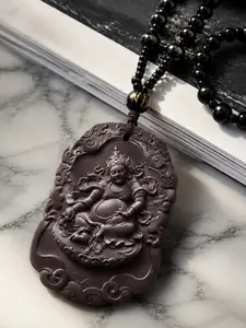Eastern Wealth Talisman | Golden Buddha of Abundance in Ancient Stone | Prosperity Necklace for ManifestationWealth Protection Pendant, God of Wealth Necklace, Natural Stone Energy Chain, Feng Shui Jewelry Gift, Elegant Design