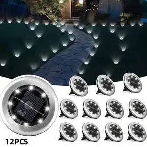 Solar ground lights, Lawn Lights, and Patio Lights — Automatic On/Off, Waterproof Design; Suitable for Landscape Lighting, Pathways, Courtyards, Patios, Lawns, Pools, and Sidewalks (12-Pack) Solar Outside Lights