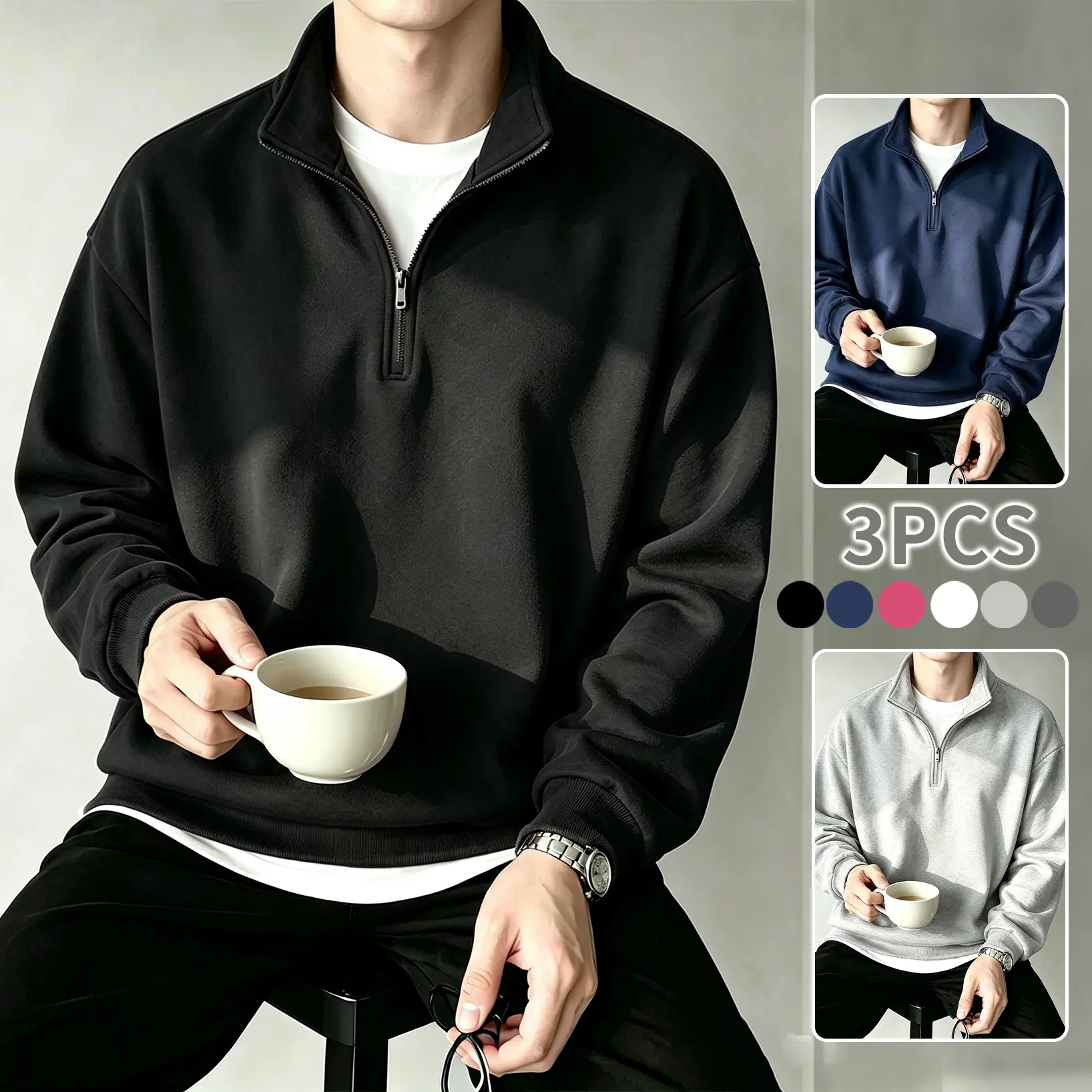 Black + Navy Blue + Light Gray