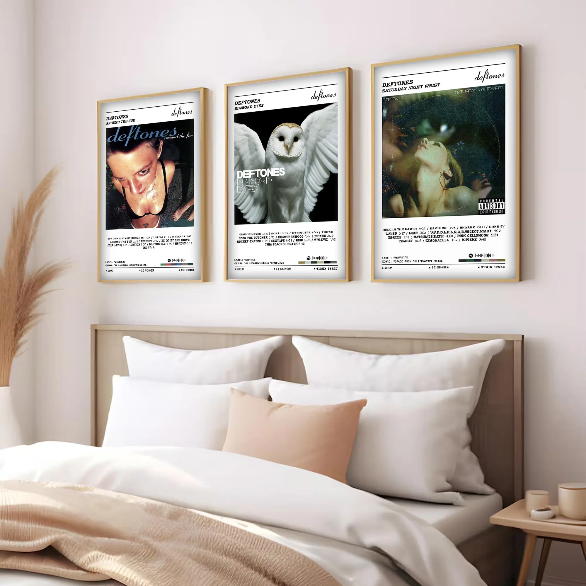 Set of 3 Diamond Eyes - Deftones Album Poster, Saturday Night Wrist Vinyl Poster, Around The Fur Cover Wall Art
