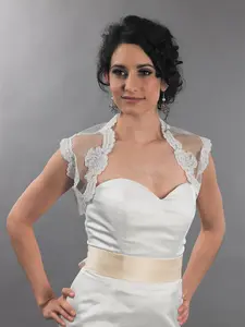 Ivory sleeveless lace bolero jacket