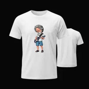 B0b Weir Guitar T Shirt, Grateful Dead Inspired Cartoon Guitarist Graphic Tee, Jam Band Psychedelic Rock Fan Shirt, Vintage Concert Music Apparel For Men & Women Womenswear Unisex Streetwear