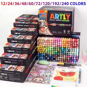 Acrylic Paint Marker Set, 12 Colors to 240 Colors, Liquid Ink Control, Professional Grade, Art Drawing Supplies, Art Materials, Ideal for Rock Painting, Canvas, Glass, Plastic, Fabric, Crafts