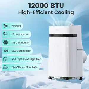 COSTWAY - 12000 BTU Portable Air Conditioner 3 in 1 Energy-saving with Fan and Dehumidifier-White