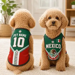 Personalized Mexico Dog Soccer Jersey, Custom Pet Football Shirt, Mexico Soccer Outfit for Dogs Cats, Cute Puppy Sportswear