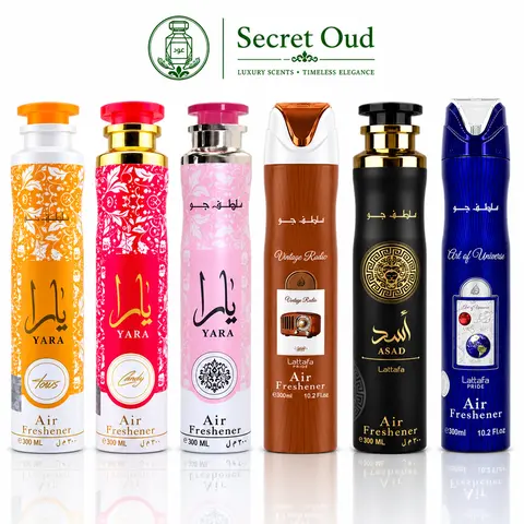 Yara tous Air Freshener + Yara Candy Air Freshener + Yara Air Freshener + Vintage Radio Air Freshener + Asad Air Freshener + Art of Universe Air Freshener
