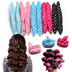 Polka dot sponge hair rollers, pear flower style curlers, sleep hair rollers, lazy hairband curlers, soft wave curling iron10pcs pillow