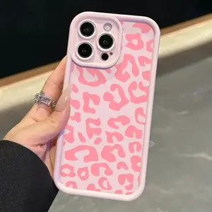 A Pink Leopard Print Matte Phone cases Case Compatible with iPhone 17 Pro Max 16 16e 15 14 Plus 13 12 Mini 11 Air X XS Pattern TPU Lens Protection Durable Soft Cover Gift 2D printing Silicone