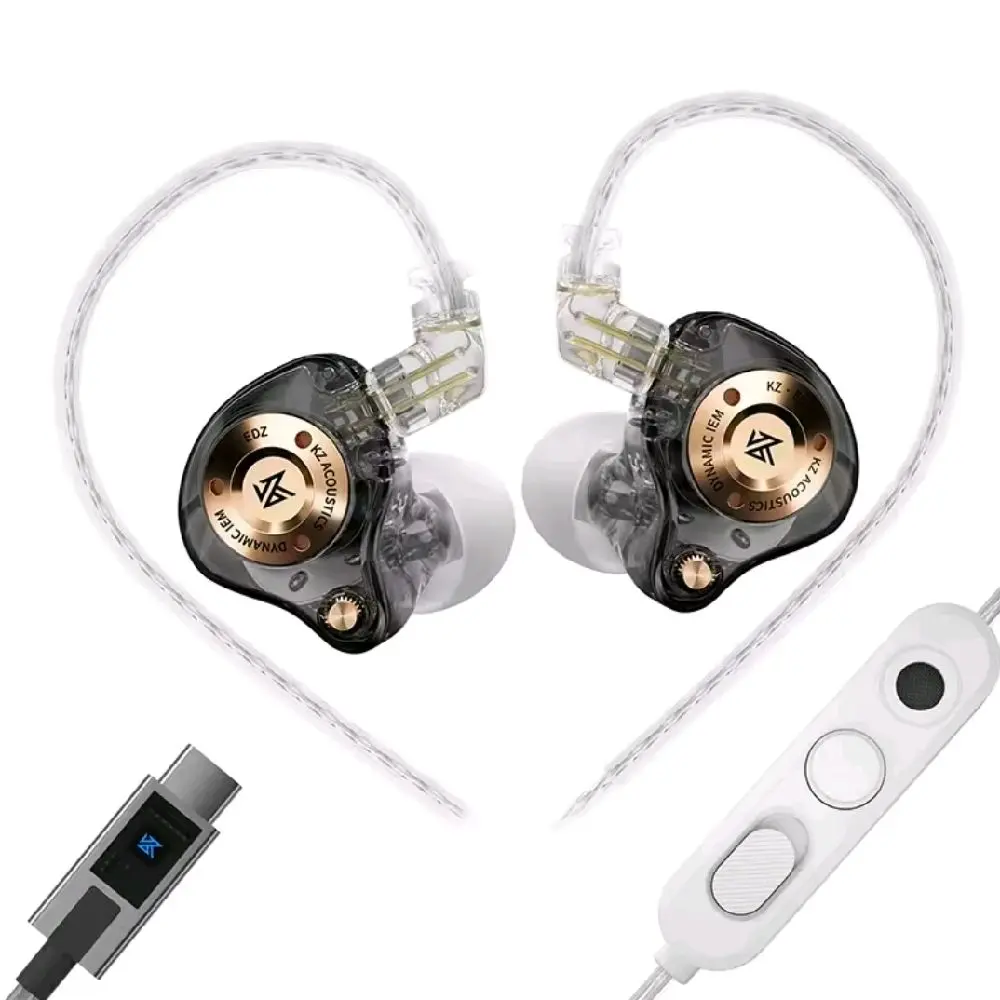 KZ EDZ HiFi Wired Earphones - Metal In-Ear Monitor Headphones with Bass Stereo & Noise Cancelling - 0.75mm Pin Silver-Plated Cable Earbuds - Available in Black/White - Options: 3.5mm (Mic/NoMic) or USB-C EQ (Mic) by KZ from p79Supply