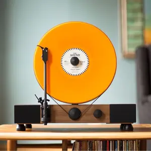 Vertical Floating Record Turntable by Gramovox with Real Wood Base and Acrylic Platter