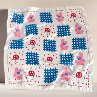 36#Pink Rabbit Mushroom Square Scarf (EC1744)