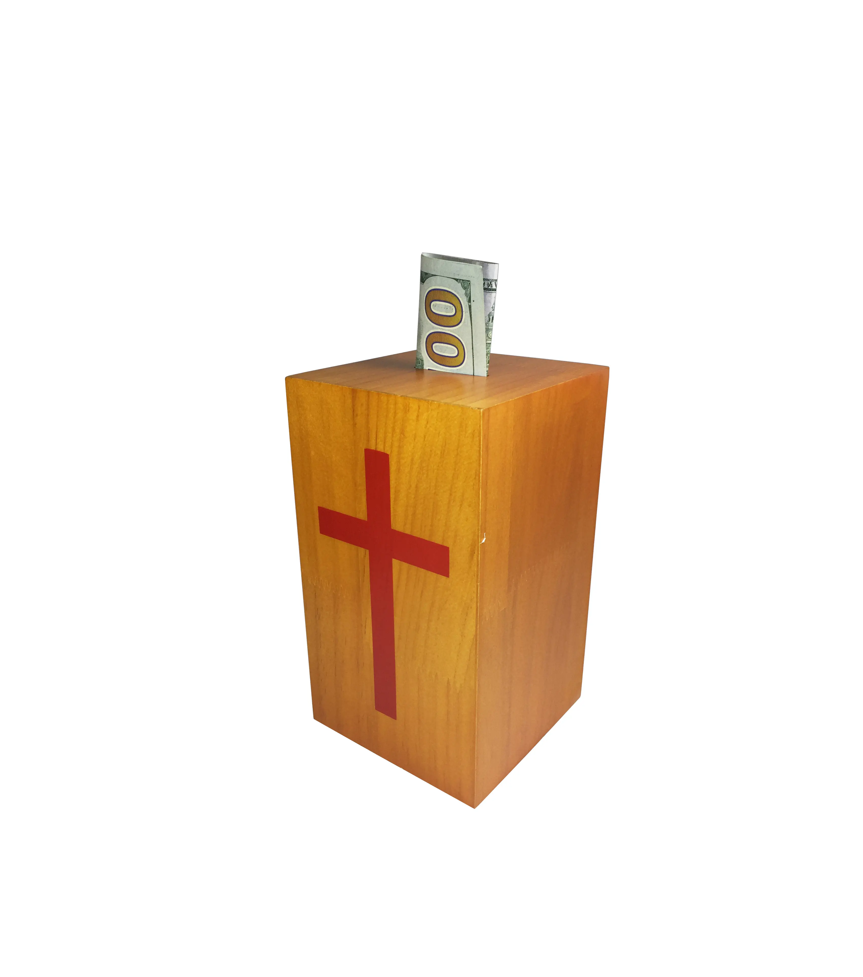 FixtureDisplays® Mini PiggyBank 4 x 4 x 7" Wood Collection Donation Box Church Offering Coin Collection Fundraising Box 10886