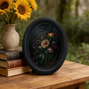 Dark Gothic Spider Web Floral Wall Decor, Wall Art Decoration, Vintage Goth Wildflower Frame, Plant Decoration, Gift for Goth Lovers, Holiday Home Decor