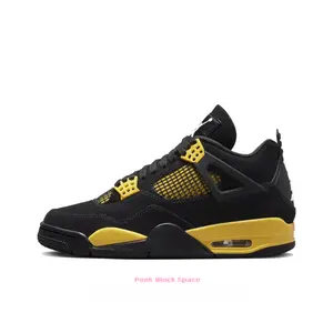 Black and Yellow  Mid-Top Retro Basketball Shoes
