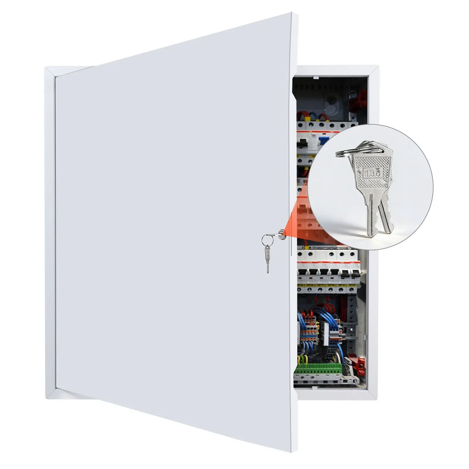 Galvanized Steel Access Panel For Drywall, 25.2 X 25.2 In, Easy Install Hinged Service Panel With Key, For Ceiling, Plumbing And Electrical Applications, 24.4 X 24.4 In Cutout Size, White