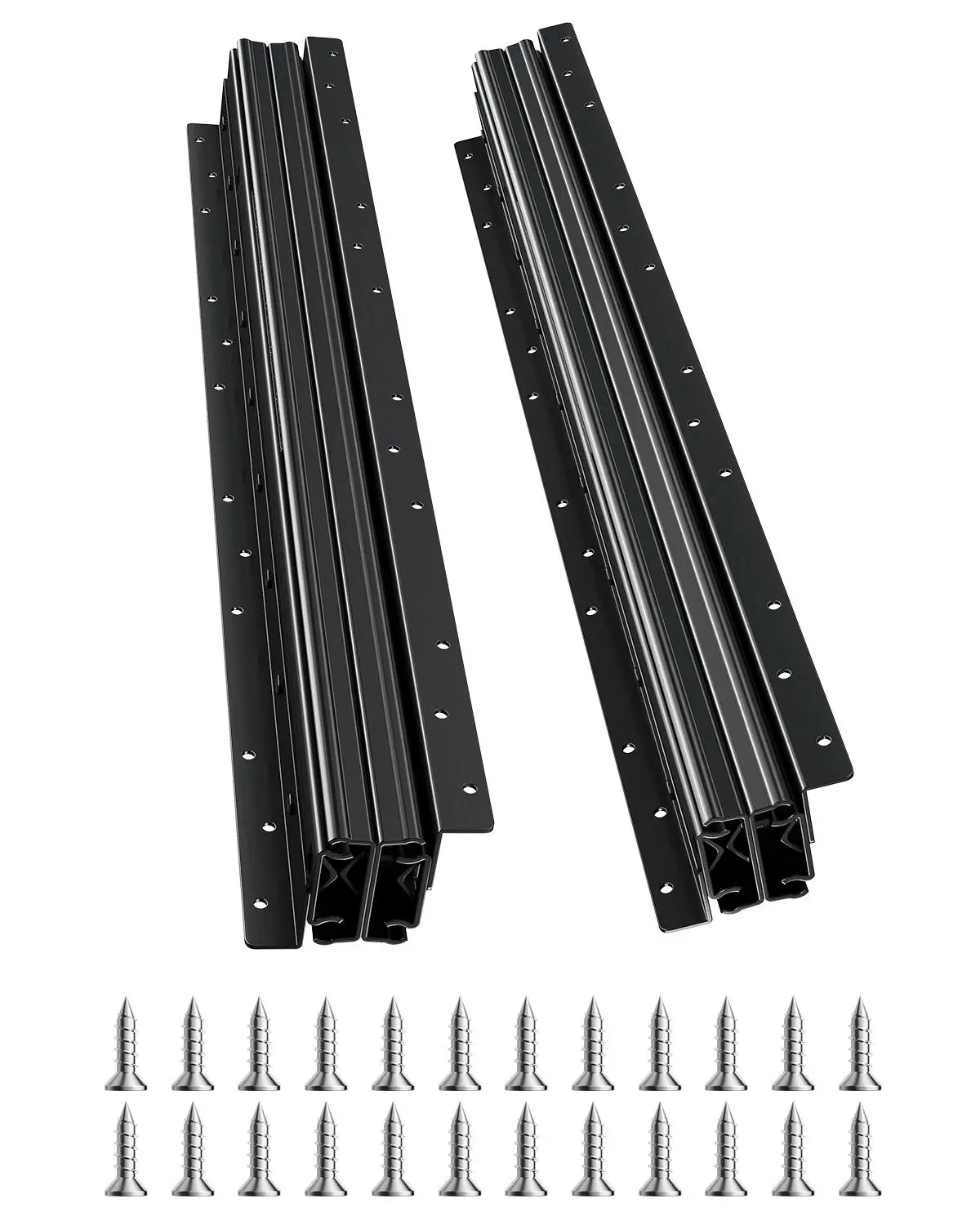【Summerfinds】VEVOR Undermount Drawer Slides, 24 in 3-Stage Full-Extension Galvanized Steel Rails, 260 LB Load Capacity, Silent Close, 4 Universal Sizes, for Home Under Stair Cabinet DIY Replacement, with Installation Guide