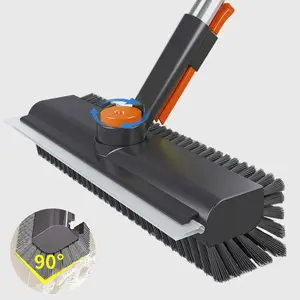 Long Handle Floor Scrub Brush with Stiff Bristles 3-in-1 Heavy-Duty Scrubber for Shower Bathroom Patio Garage Kitchen Wall and Deck Multifunction Magic Broom Home Care Supplies shower scrubber brush Squeegee Household Home Cleaning Tool Home Cleaning Bund