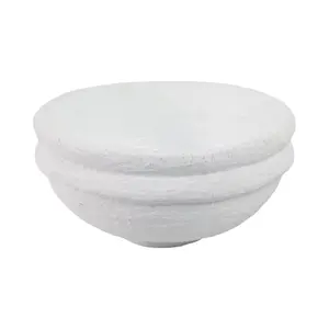 212 MAIN White Pottery Bowl - Stylish, Modern, Textured Kitchen Tableware, 12x12 in