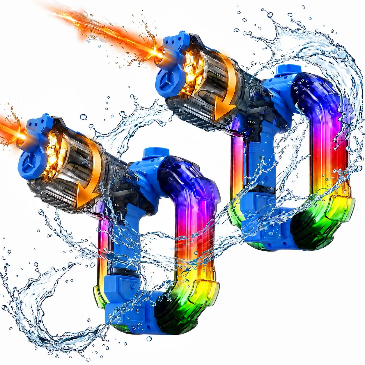 Electric Automatic Squirt Water Gun for Kids & Adults, Light-Up Water Blaster with Rotating Revolver-Style Chamber & Sound Effects, 750cc Large Tank, 20–26 ft Range Summer Pool Beach Backyard Toy.harmless water gun toy,summer outdoor fun toy