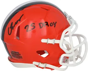 Carson Schwesinger Cleveland Browns Autographed Riddell Speed Mini Helmet with "25 NFL DROY" Inscription - Fanatics Authentic Certified