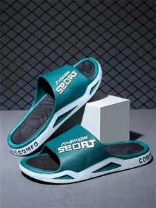 Men's Sport Graphic Flip-Flops, Flip Flop Slides, Non-Slip Eva Material for Comfort, Durable Round Toe Design for Indoor and Outdoor Use, Casual Lifestyle Footwear